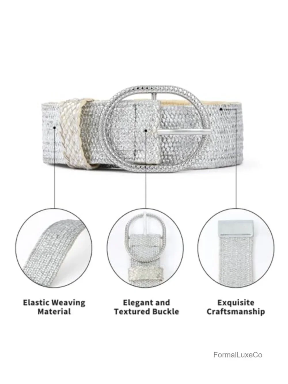 Women's Straw Woven Elastic Belt Wide Stretchy Boho Belt for Summer Raffia